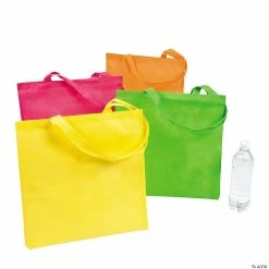 Best Pirce 🎉 15" x 17" Large Bright Neon Nonwoven Tote Bags - 12 Pc. 💯