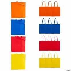 Promo 🎁 15" x 17" Large Nonwoven Bright Tote Bags - 12 Pc. 🧨