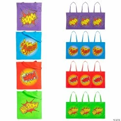 Wholesale 👍 15" x 17" Large Nonwoven Superhero Tote Bags - 12 Pc. 😍