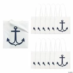 Discount 🎉 15" x 17" Large Nonwoven White Anchor Tote Bags - 12 Pc. 😍