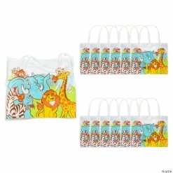 Hot Sale ๐ 8 1/4 " x 3" x 7" Mini Vinyl Zoo Animal Clear Tote Bags - 12 Pc. ๐ฏ