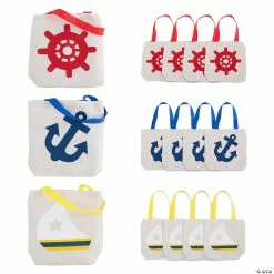 Brand new ✨ 8" x 8" Mini Nautical Canvas Tote Bags - 12 Pc. 😉