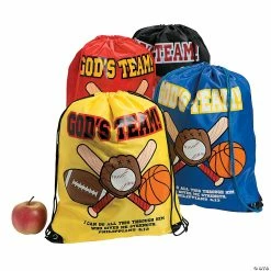 Deals π Large Godβs Team Drawstring Bags - 12 Pc. π
