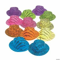 Best deal 🌟 Neon Animal Print Fedora Hats Assortment - 12 Pc. 👍