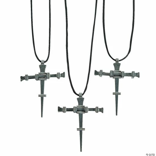 Top 10 😉 Pewtertone Nail Cross Necklaces - 12 Pc. 🎁 -VBS Costumes & Accessories Shop pewtertone nail cross necklaces 12 pc 36 16