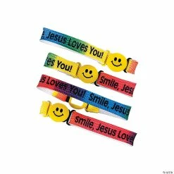 Best Sale ⭐ “Smile, Jesus Loves You!” Friendship Bracelets - 12 Pc. ⭐